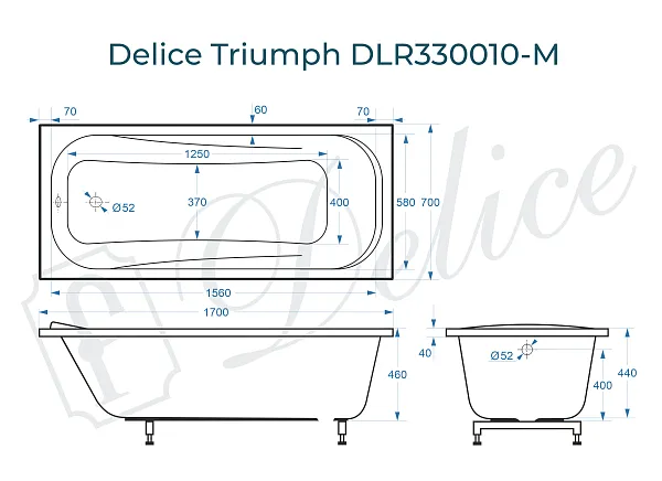Ванна из искусственного камня Delice Triumph DLR330010-M фото 1