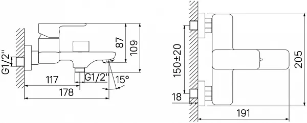 Смеситель Iddis Brick BRISB02i02 для ванны с душем фото 4