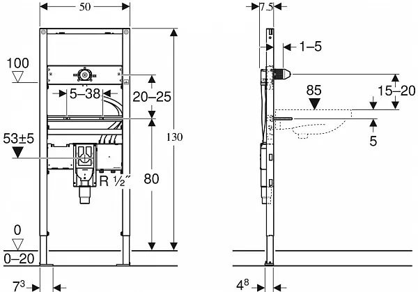 Инсталляция для раковины Geberit Duofix 111.561.00.1 фото 2