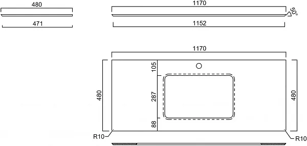 Столешница Kerama Marazzi Plaza Classic 117 см PL3.SG570002R\120 фото 2