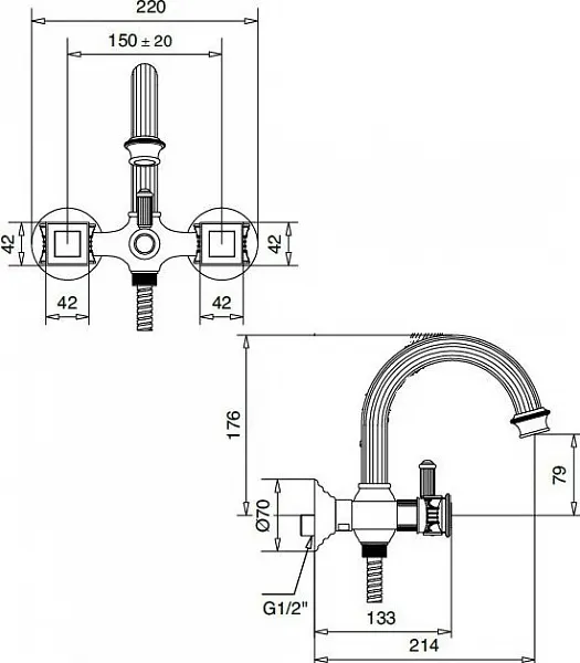 Смеситель Cezares Olimp OLIMP-VD-01-O для ванны с душем фото 2