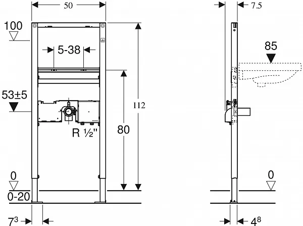 Инсталляция для раковины Geberit Duofix 111.551.00.1 фото 2