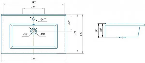 Мебельная раковина Kirovit Оскар 75 фото 3