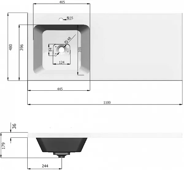 Раковина Orange Камилла 110 см OP-110RAL левая фото 5