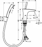 Смеситель Hansgrohe PuraVida 15275400 для раковины с гигиеническим душем с донным клапаном фото 9