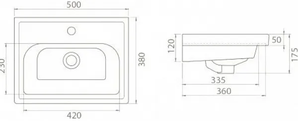 Раковина CeraStyle Frame 50 см 030900-u фото 3