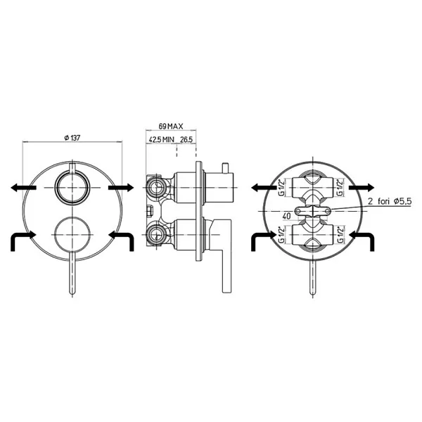Встраиваемый смеситель PAINI Brera 74PZ6911 фото 7