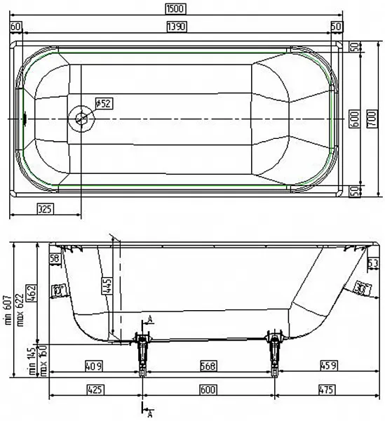 Чугунная ванна Wotte Start 150х70 БП-э0001102 фото 3