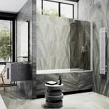 Шторка для ванны MaybahGlass 60x140 MGV-611-1 профиль белый стекло бронза фото 3