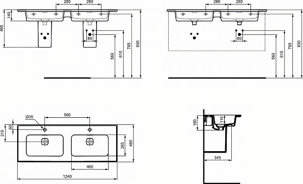 Раковина Ideal Standard Strada II 124 см T300501 фото 4