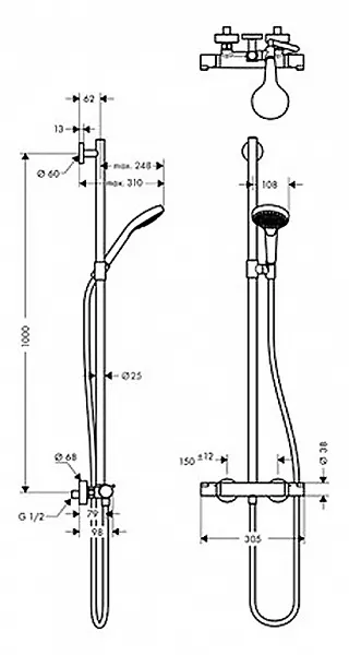 Душевой гарнитур Hansgrohe Croma Select S 27247400 фото 2
