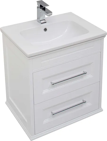 Мебель для ванной Aquanet Бостон М 60 подвесная или напольная белая матовая с раковиной из литьевого фото 4