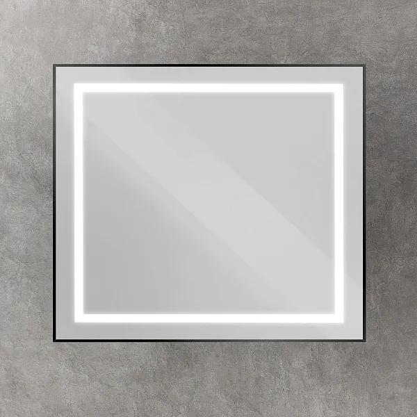 Зеркало BelBagno Kraft 90x80 SPC-KRAFT-900-800-SENS-NERO с подсветкой фото 2