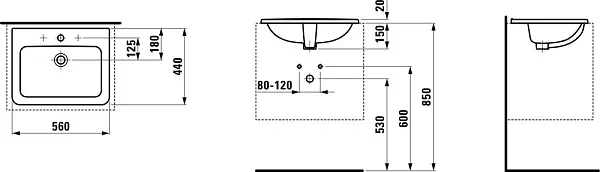 Раковина Laufen Pro 56 см 8.1396.1.000.104.1 фото 4