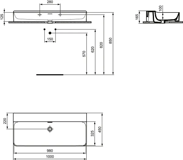 Раковина Ideal Standard Conca 100 см T383401 фото 5