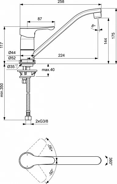 Смеситель Ideal Standard Alpha BC490AA для кухонной мойки фото 3