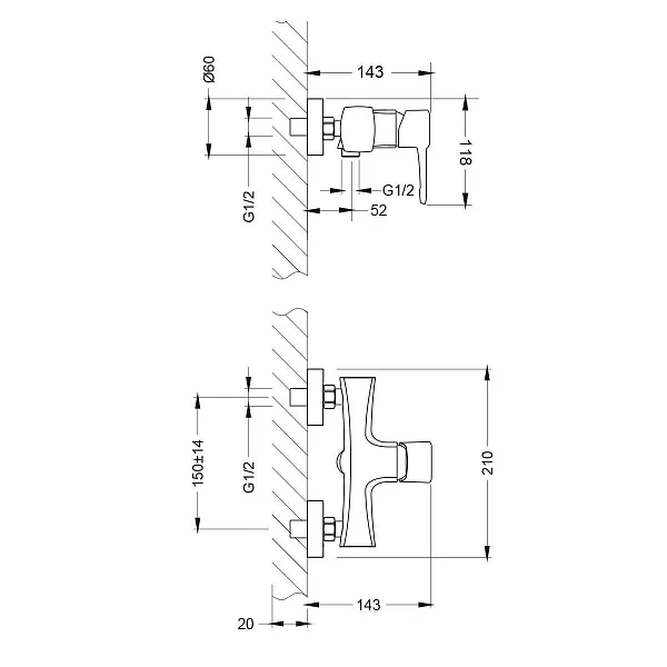 Смеситель Lemark Evitta LM0503C для ванны с душем фото 2