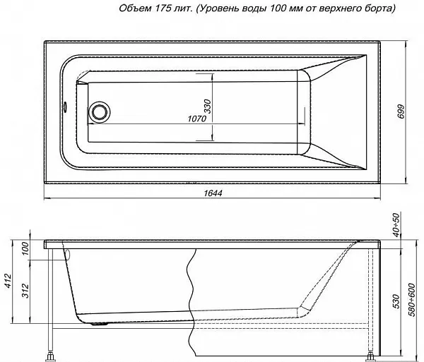 Акриловая ванна Aquanet Bright 165x70 00229217 фото 7
