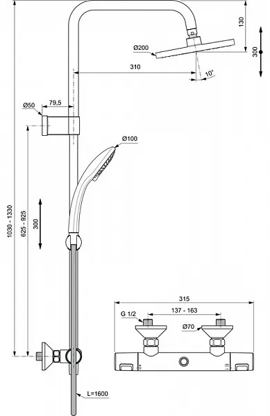 Душевая стойка Ideal Standard Ceratherm t25 A7701AA фото 7