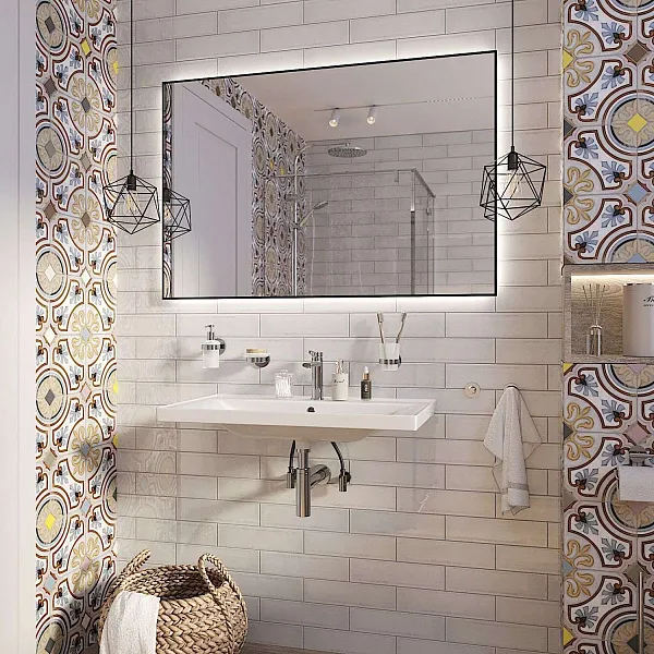 Зеркало Wellsee 7 Rays' Spectrum 80x55 см 172200930 c подсветкой за полотном фото 6