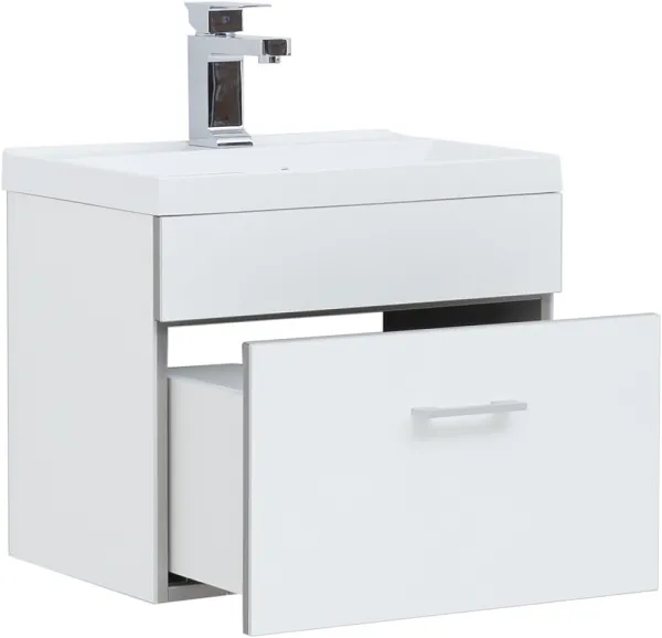 Тумба с раковиной Aquanet Верона 50 подвесная, белая фото 2
