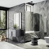 Шторка для ванны MaybahGlass 50x140 MGV-609-1 профиль белый стекло графит фото 4