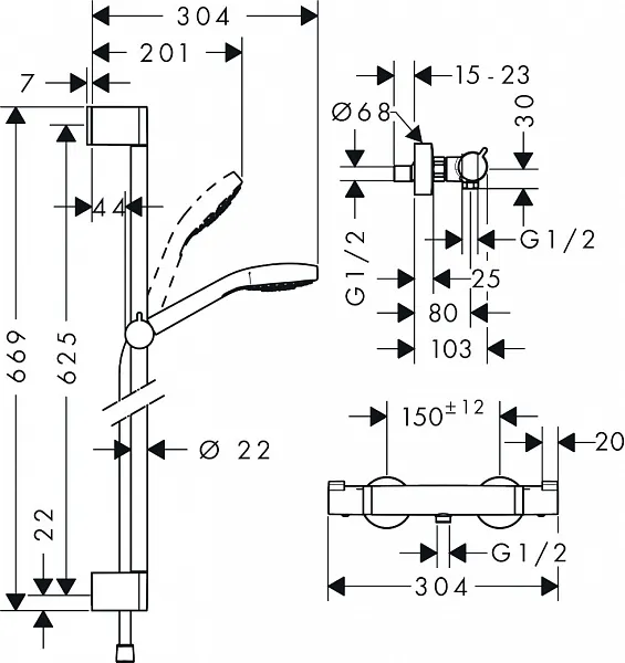 Термостат Hansgrohe Croma Select S Vario 27013400 для душа фото 2