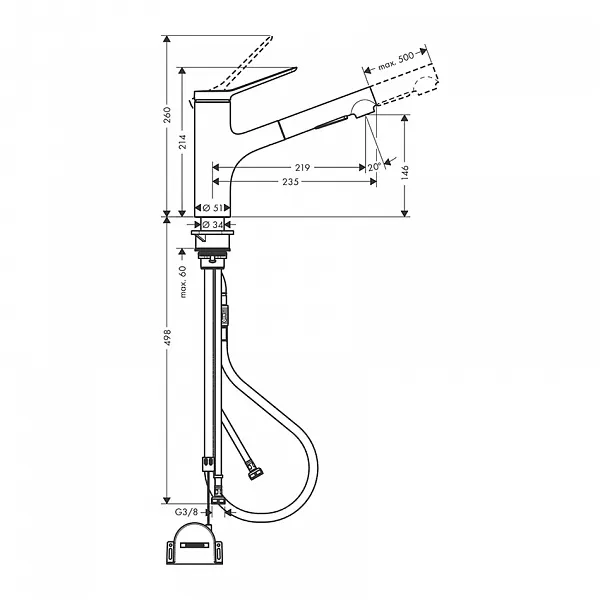Смеситель Hansgrohe Zesis M33 74803670 для кухонной мойки фото 2
