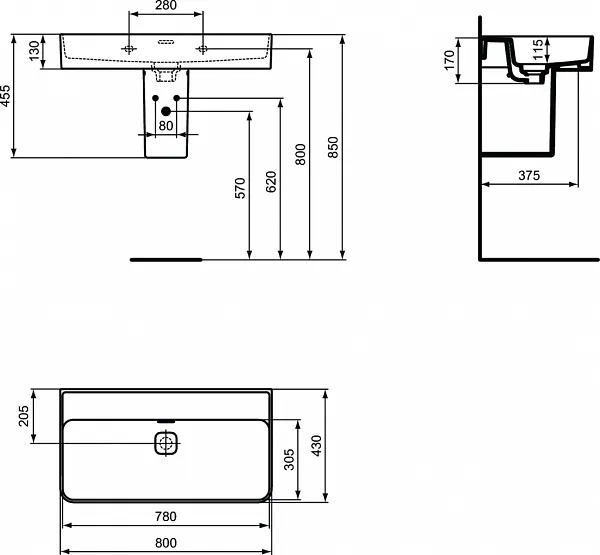 Раковина Ideal Standard Strada II 80 см T363901 фото 3