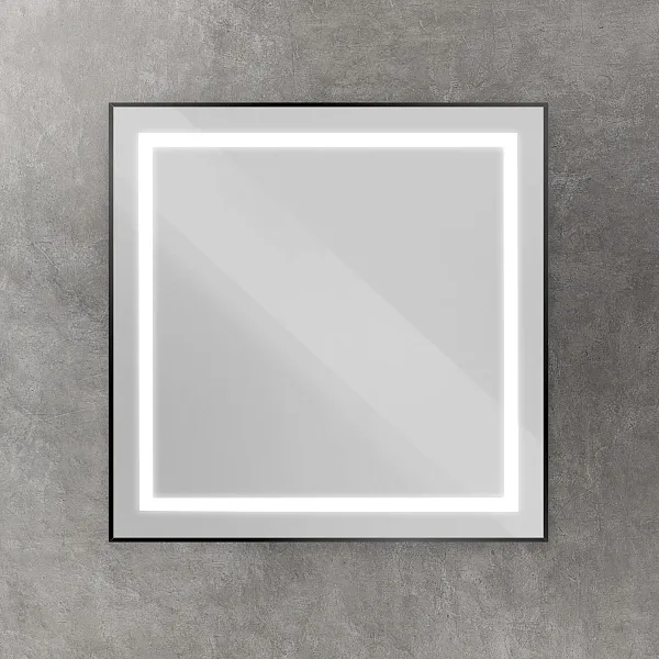 Зеркало BelBagno Kraft 80x80 SPC-KRAFT-800-800-SENS-NERO с подсветкой фото 2