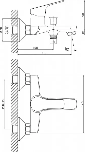 Смеситель Orange Dia M45-100cr для ванны с душем фото 2