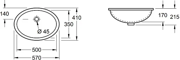 Раковина Villeroy&Boch Evana 57 см 61470001 фото 3