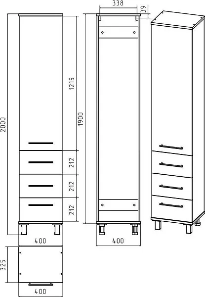 Шкаф-пенал Misty Терра 40x190 П-Тер0504050-3ЯЛ левый фото 3