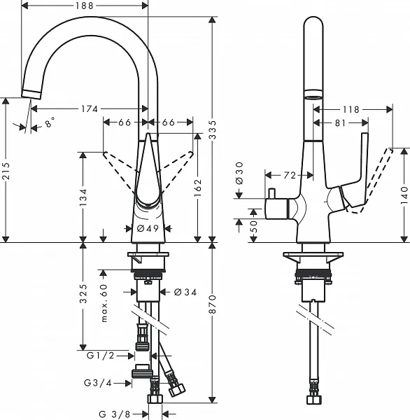 Смеситель Hansgrohe Talis M51 72811000 для кухонной мойки фото 2