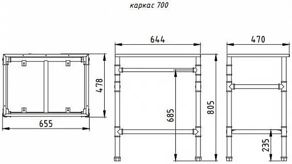 Каркас для тумбы Brevita Loft 64х81 LOFT 1.70 фото 11