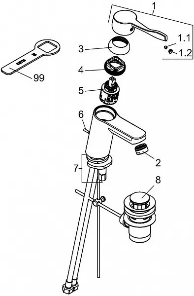 Смеситель Kludi Pure&Easy Care 372840565 для раковины с донным клапаном фото 2