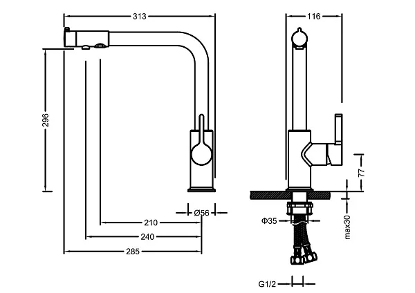 Смеситель для кухонной мойки TIMO Hette 1026/03F фото 2