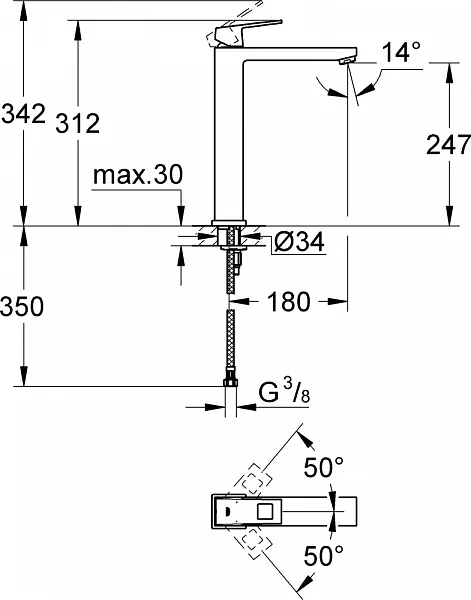 Смеситель Grohe Eurocube 23406000 для раковины фото 9
