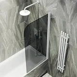 Шторка для ванны MaybahGlass 50x140 MGV-608-1 профиль белый стекло графит фото 1