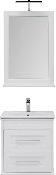 Мебель для ванной Aquanet Бостон М 60 подвесная или напольная белая матовая с раковиной из литьевого фото 3