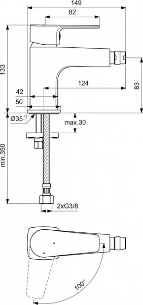 Смеситель Ideal Standard Esla BC227AA для биде фото 2