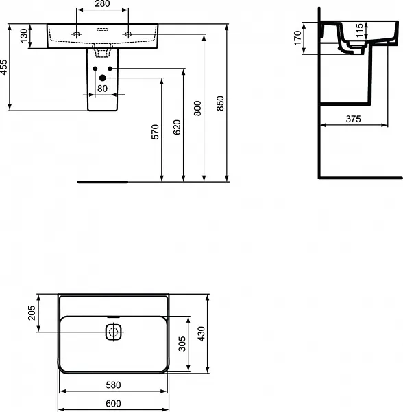 Раковина Ideal Standard Strada II 60 см T363801 фото 3