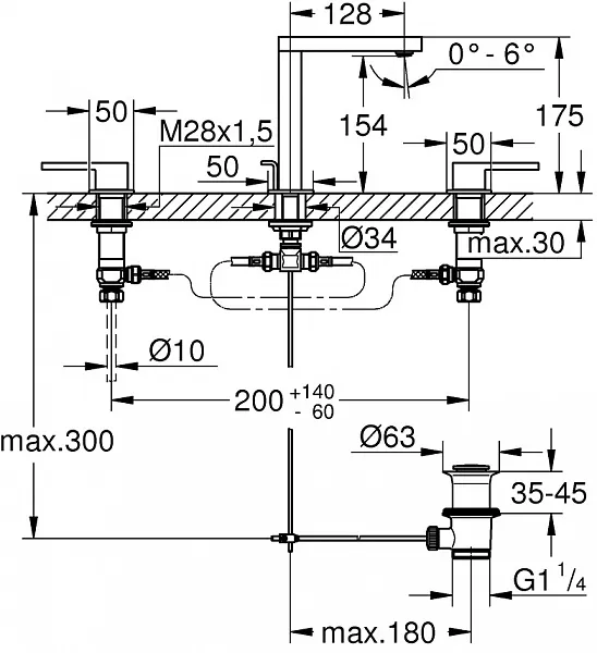 Смеситель Grohe Plus 20301003 для раковины с донным клапаном фото 2