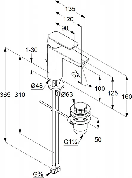 Смеситель Kludi Pure&Style 402900575 для раковины с донным клапаном фото 4