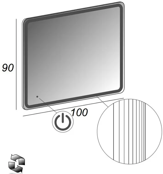 Зеркало Cezares 44996 c LED-подсветкой touch system 100х90 фото 6