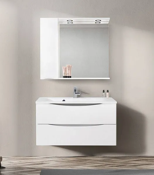 Зеркало-шкаф BelBagno Marino 90x75 MARINO-SPC-900/750-1A-BL-P-L левое с подсветкой фото 13