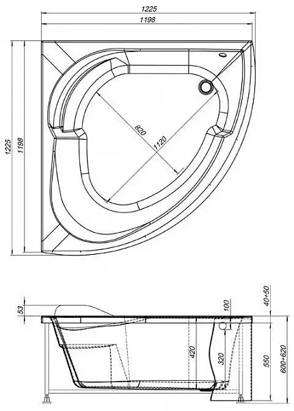 Акриловая ванна Aquanet Fregate 120x120 00203935 фото 4