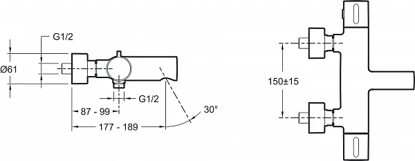 Термостат Jacob Delafon Cuff E78520-CP для ванны с душем фото 2