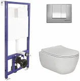Унитаз безободковый с инсталляцией и кнопкой смыва Berges Wasserhaus Novum S3 047243 фото 1