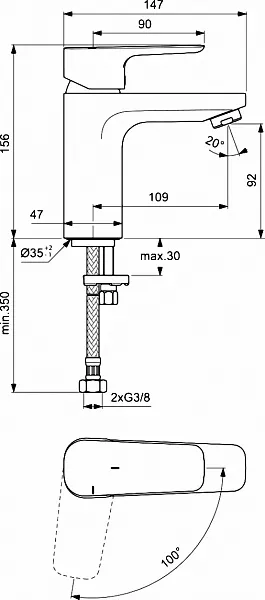 Смеситель Ideal Standard Ceraplan lll BC569AA для раковины фото 2